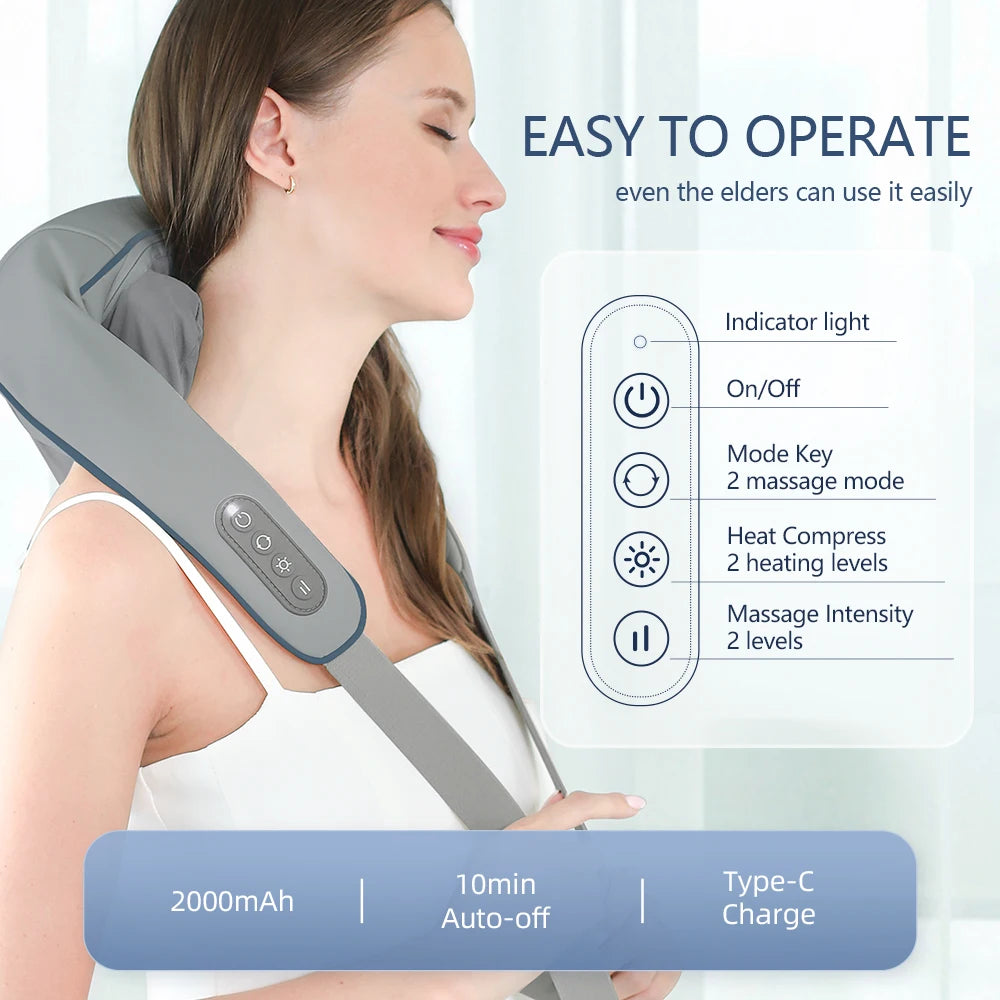 Wireless Neck & Back Massager – Relaxation Anytime, Anywhere