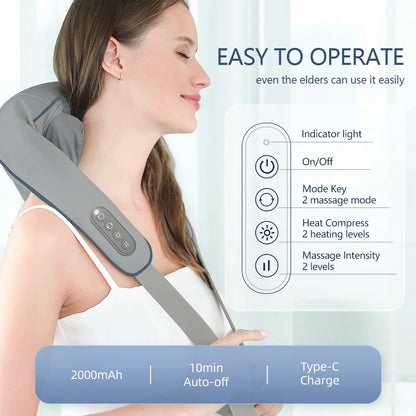 Wireless Neck & Back Massager – Relaxation Anytime, Anywhere