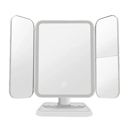 Tri-Fold LED Makeup Mirror – Perfect Lighting for Flawless Beauty